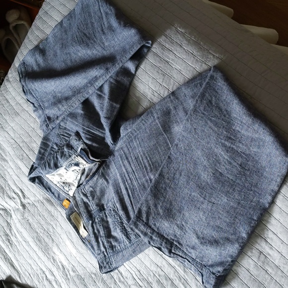 Pilcro and the Letterpress Petite Linen/Cotton wide leg Pants Denim Blue Color - Picture 6 of 7